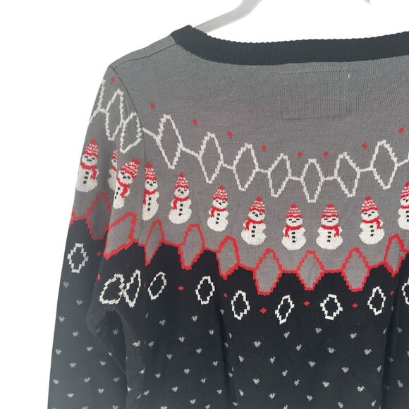 Tipsy Elves Sweater Womens Large Black Ugly Christmas Snowman Nordic Classic - Picture 13 of 16